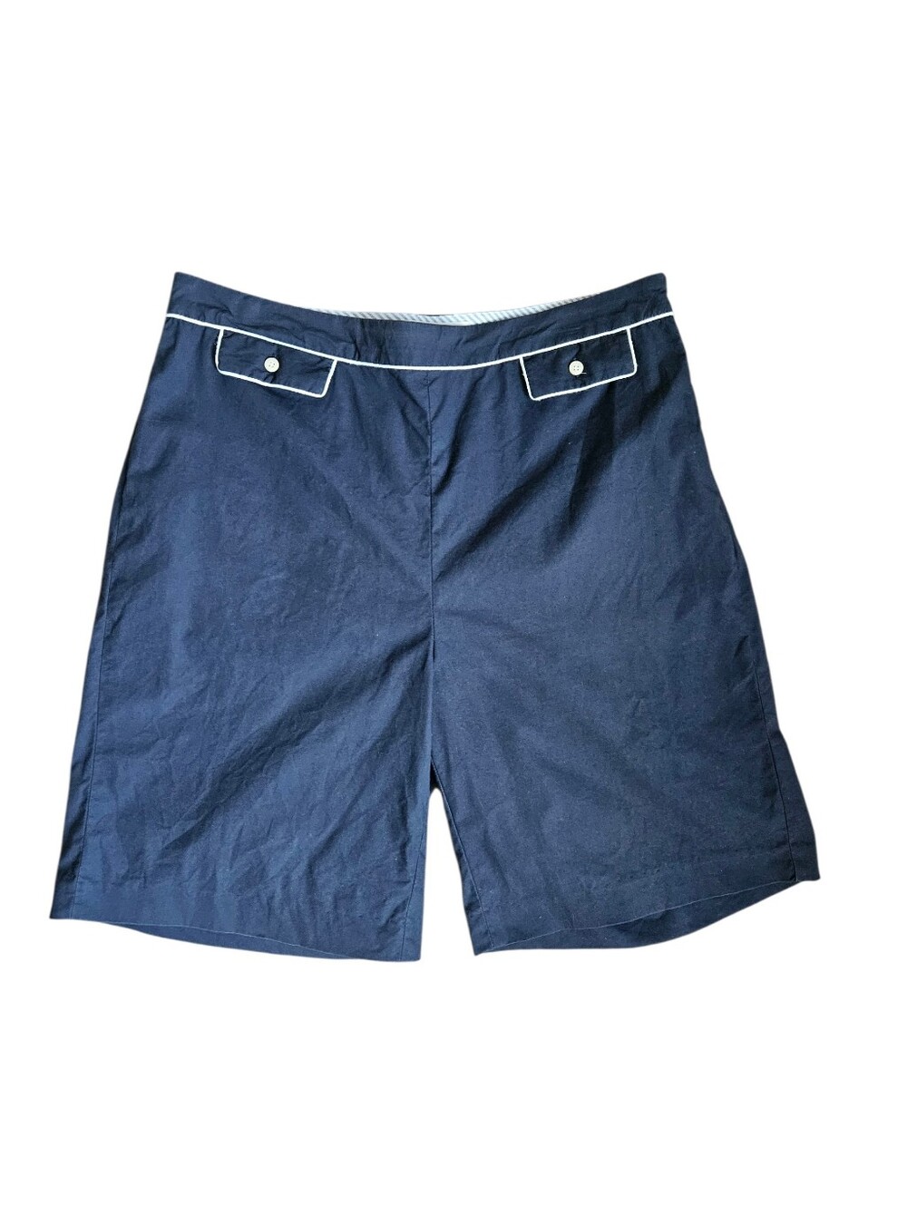 VTG TOMMY HILFIGER GOLF Navy Blue White Piping High Waist Shorts Y2K | SZ 6